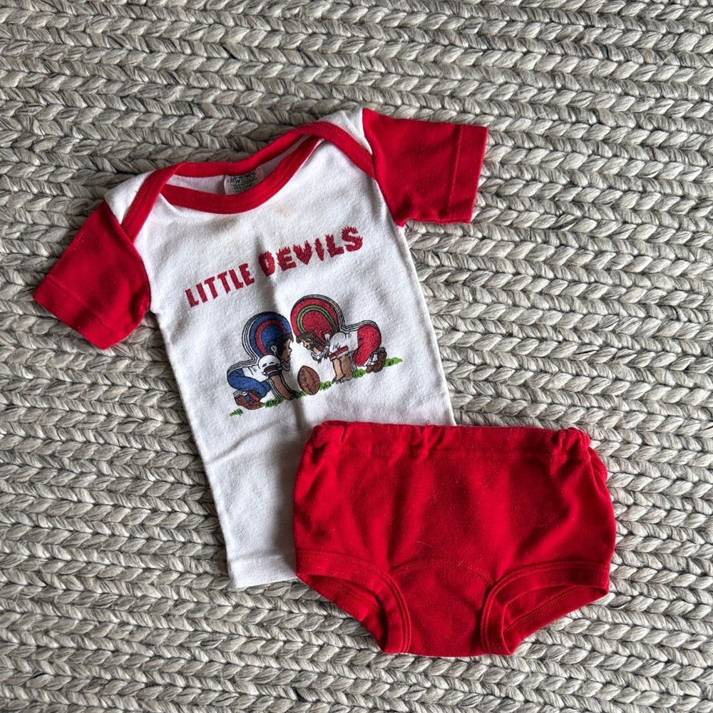 Vintage Kids Matching Set in Red and White
